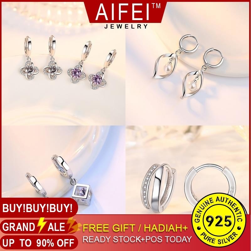 Aifei JEWELRY เกาหลี 925 Star Helix Silver Clip Perempuan Original Diamond Sterling Hoop ต่างหู Mois