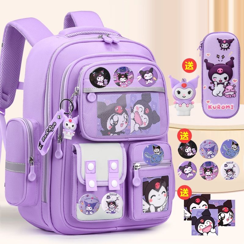 Girls Spine Protection Schoolbags นักเรียนชั้นประถมศึกษา First Two Sixth Grade ขนาดใหญ่-ความจุเด็กสีแดง