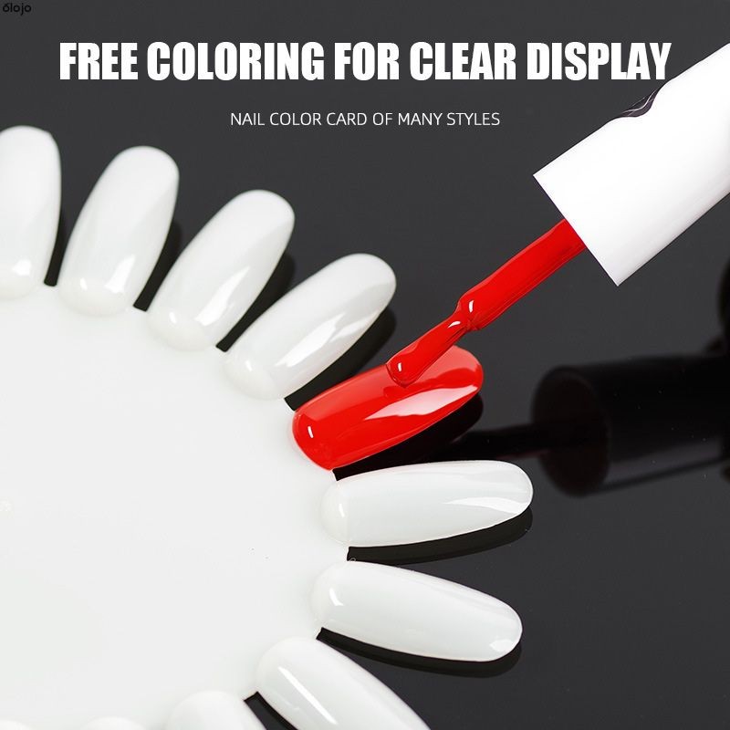 เล็บปลอม แผ่นชาร์ตตัวอย่างสีทาเล็บ ทรงวงรี สีขุ่น 1 ชิ้น-oo