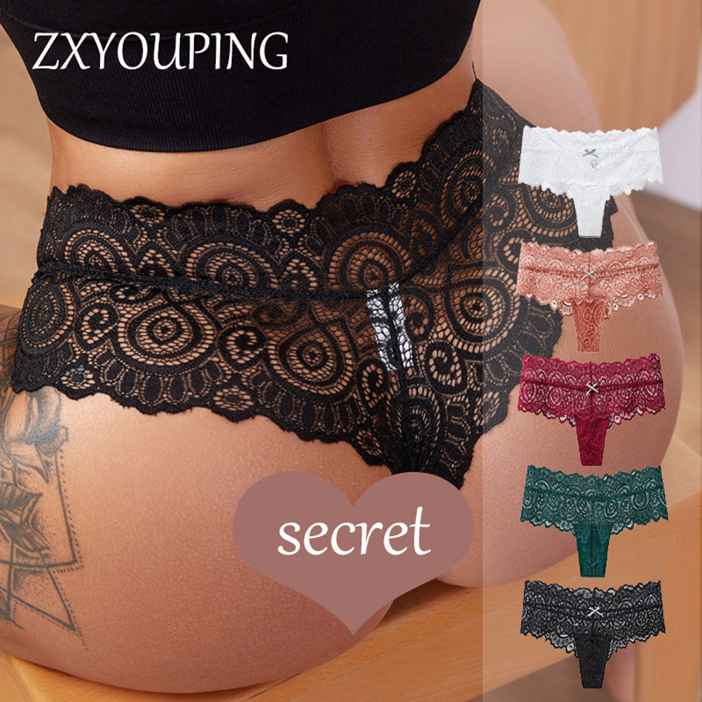 Zxyouping ชุดชั้นในเซ็กซี่ลูกไม้สําหรับผู้หญิงแนวราบทองกางเกง Hollow Ollow ตาข่ายโปร่งใส Plus ขนาดสําหรับ Sex T กลับ