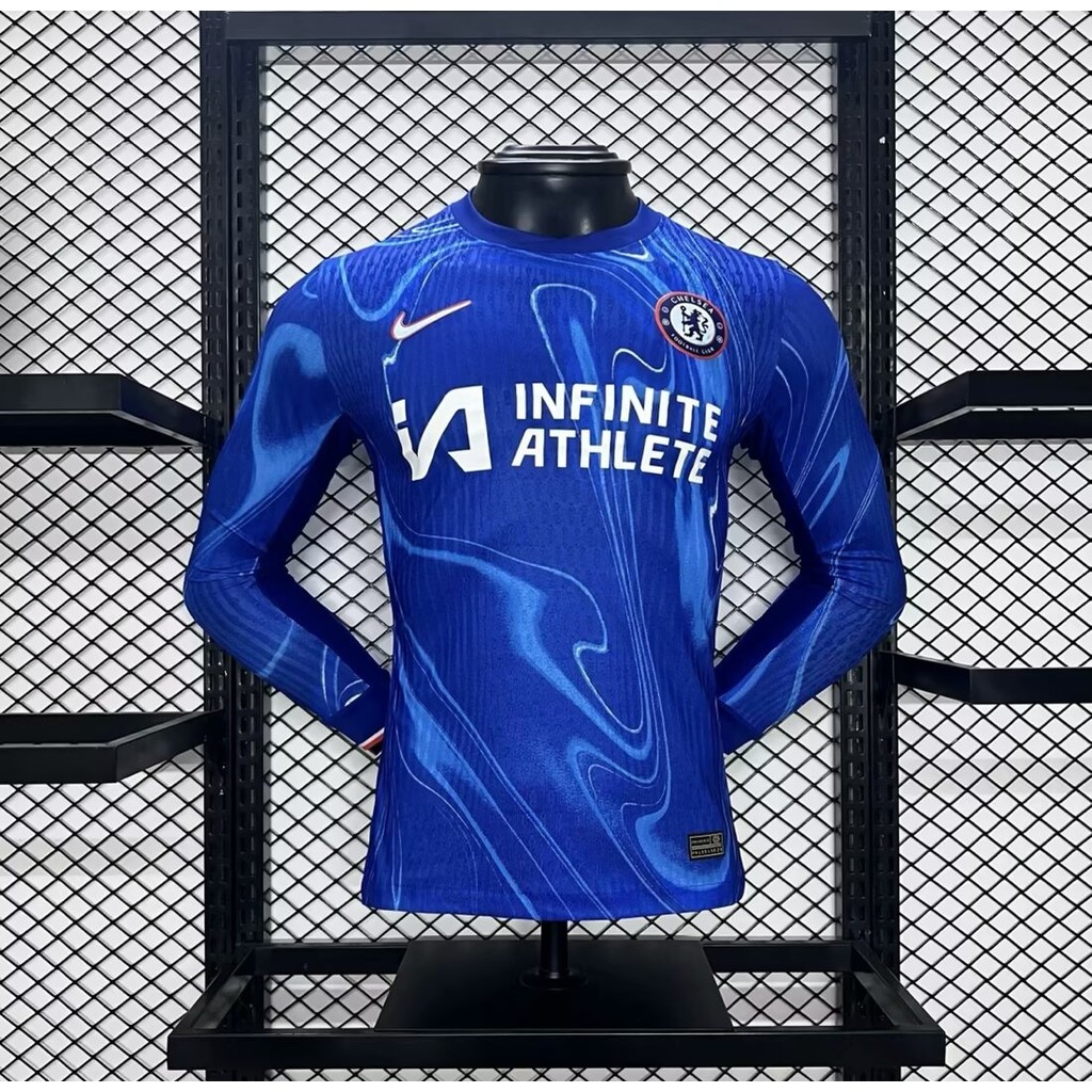 Player Edition 2425 เสื้อฟุตบอลเชลซีเหย้าคุณภาพสูงเสื้อฟุตบอลแขนยาวด้านบน AAA+