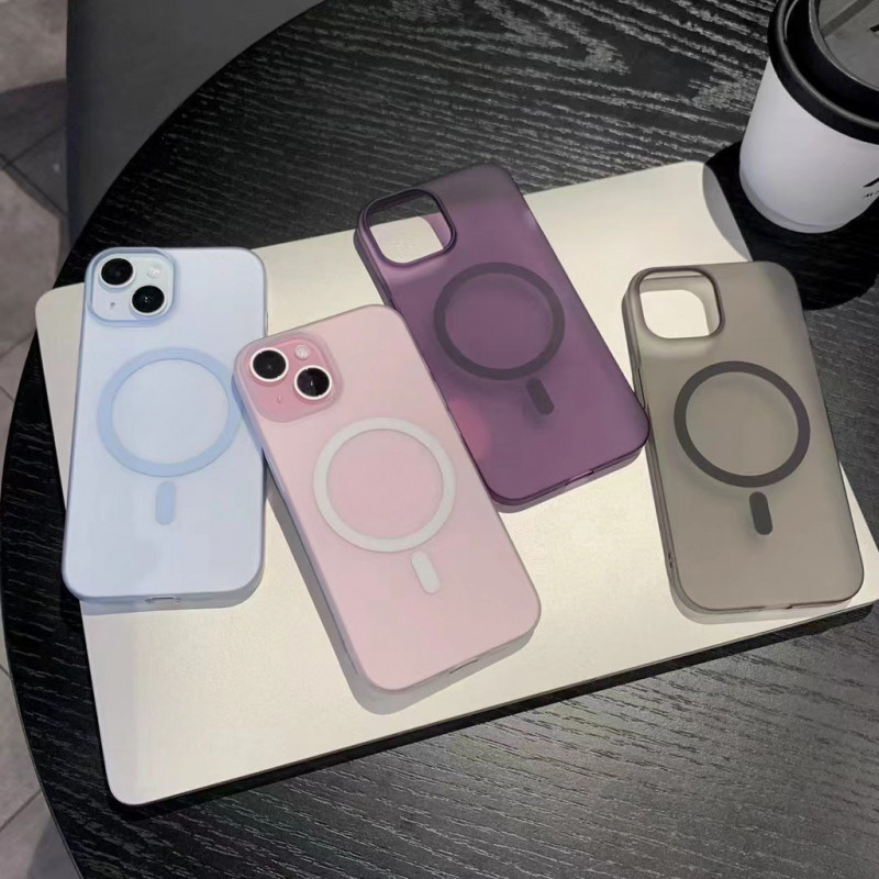 15 14 13 12 11 pro Max Plus Ultra Thin PC ฝาหลังกรณีแม่เหล็กป้องกันลายนิ้วมือน้ําแข็งหมอกแม่เหล็ก hard case สําหรับ iPhone 16