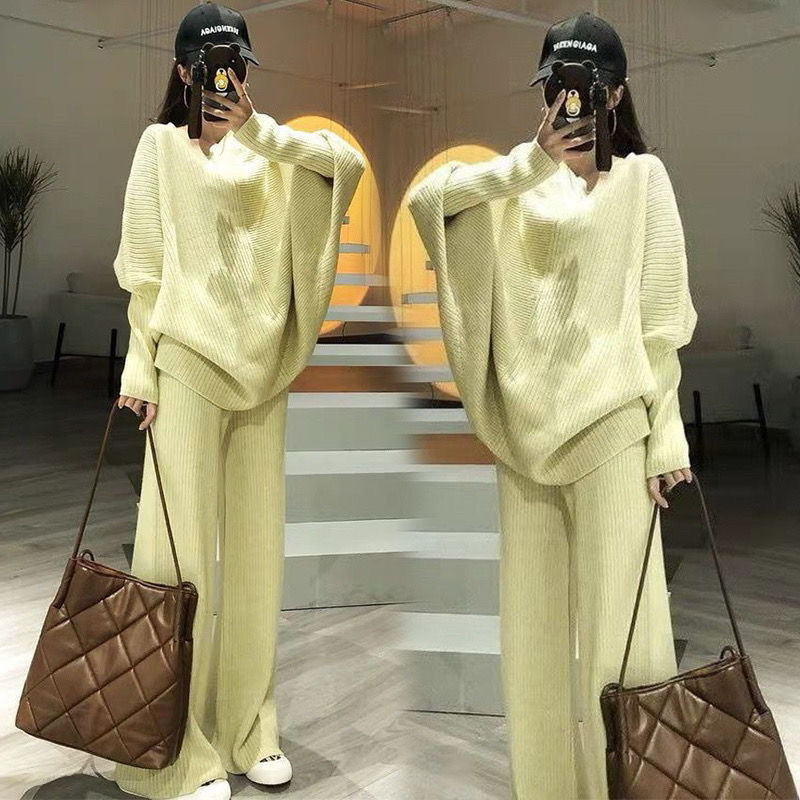 ชุดคลุมท้อง ต้นฤดูใบไม้ร่วงรูปแบบใหม่เฉพาะแขนค้างคาวเสื้อกันหนาวเสื้อกันหนาวกางเกงขากว้างสบายๆฤดูใบไม้ผลิฤดูใบไม้ร่วงสุภาพสตรีสองชิ้นเสื้อผ้าสตรี[พร้อมสต - รูปที่ 7