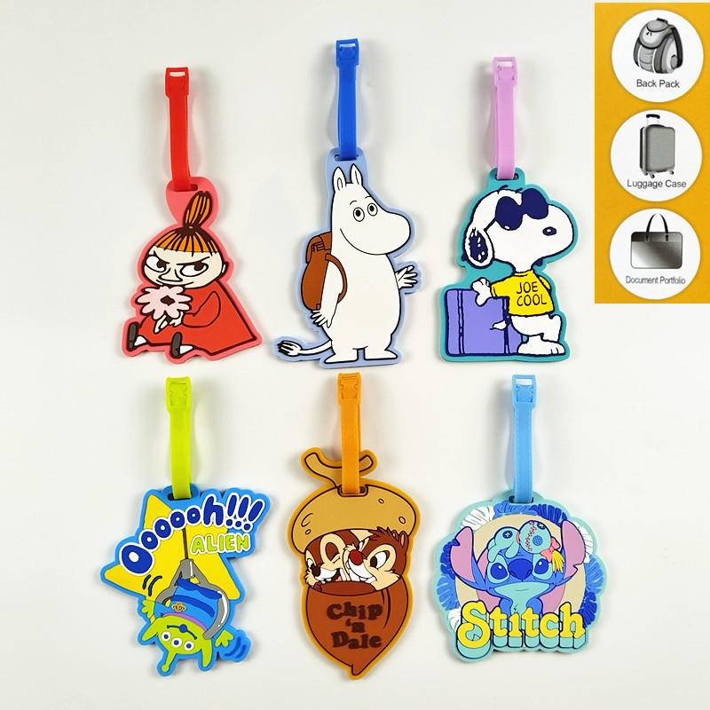 Disney Toy Story Alien Chip n Dale Stitch Snoopy Moomin Little My Diecut PVC Travel Luggage Name Tag KP14950