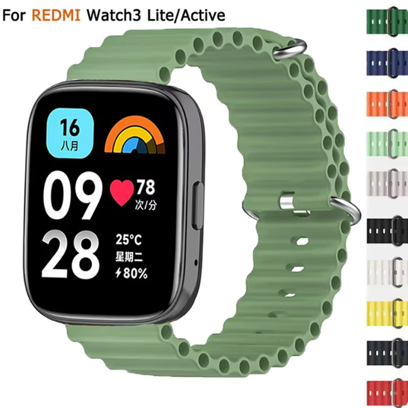Ocean Band ใช้งานร่วมกับสําหรับ Redmi นาฬิกา 3 lite Sport Band ซิลิโคนห่วงสําหรับ Xiaomi Mi Watch3 Active สร้อยข้อมือ 20/22 มม.อุปกรณ์เสริม