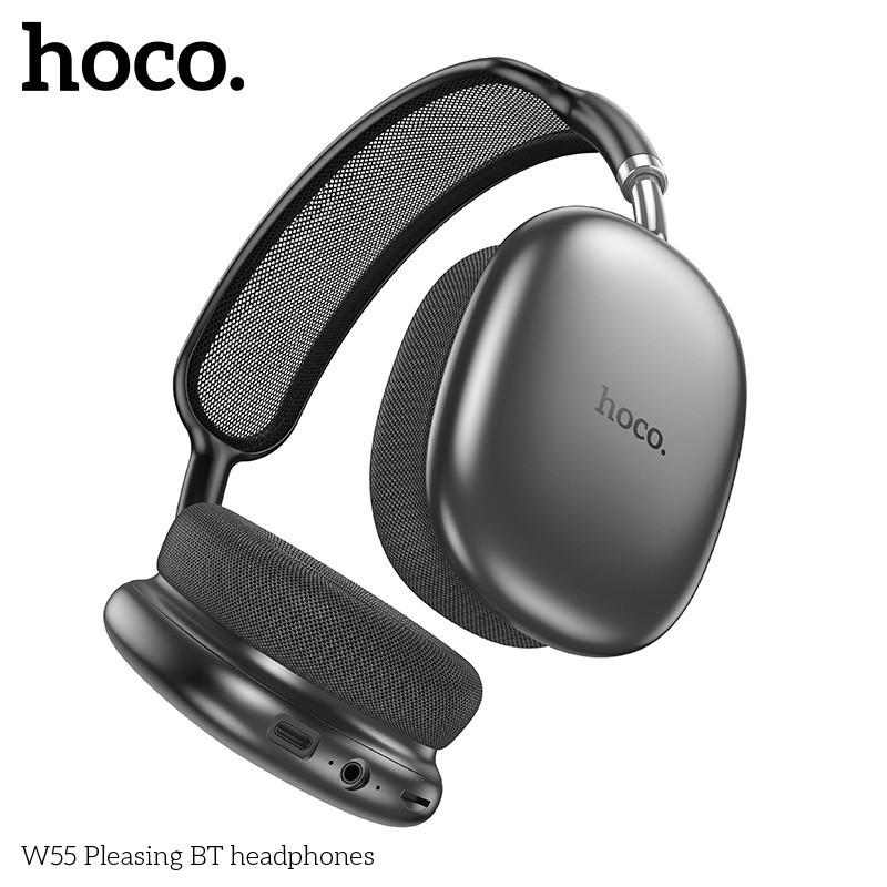 Hoco W55 หูฟังบลูทูธ ใช้งานนาน 90 ชม. ระบบ BT 5.4 / Aux 3.5mm / TF Card คุณภาพเสียงดี HiFi Audio หูฟังครอบหู hc3