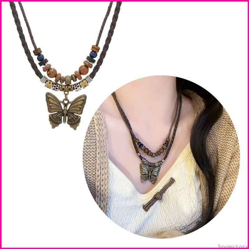 Boom Stylish Multilayerทอสร้อยคอผีเสื้อจี้คอสําหรับชุดลําลอง