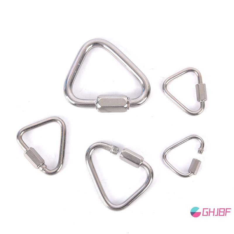 Ghjbf] Triangle Carabiner สแตนเลสสตีลพวงกุญแจ Snap Clip Hook Buckle Screw Lock ศเดิมนนคอเต่า