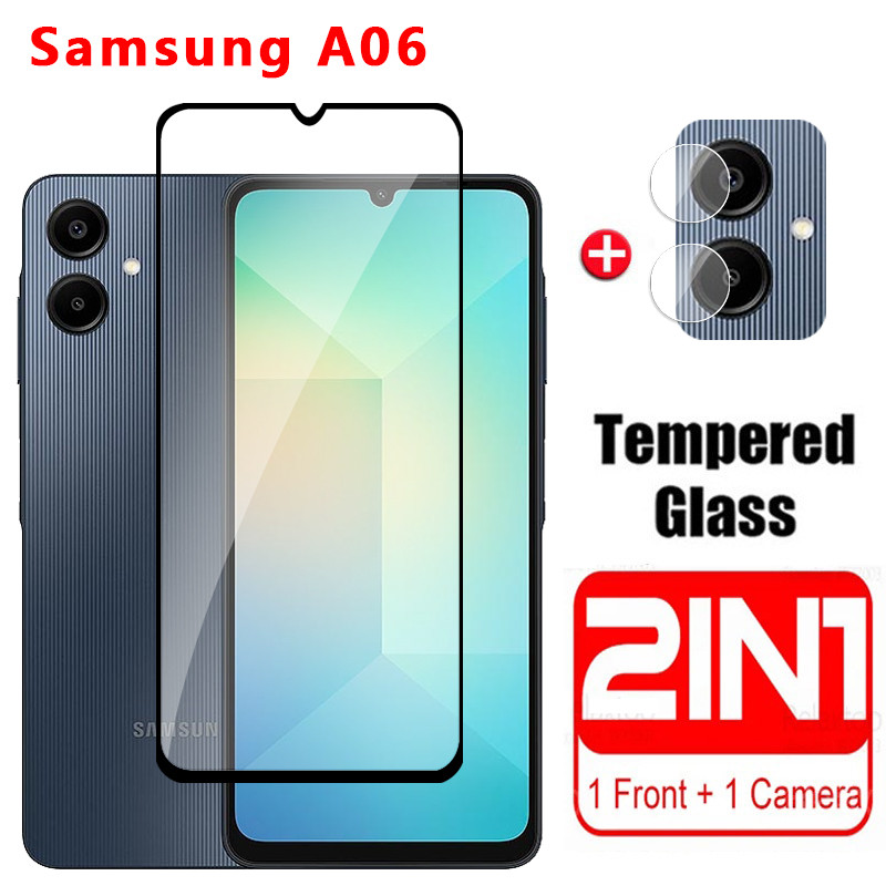 กระจกนิรภัยสําหรับ Samsung Galaxy A06 A07 4G 2024 ป้องกันหน้าจอคลุมทั้งหมดฟิล์มป้องกันโทรศัพท์สําหรับ GalaxyA06 A 06 SamsungA07 07 เลนส์กล้อง