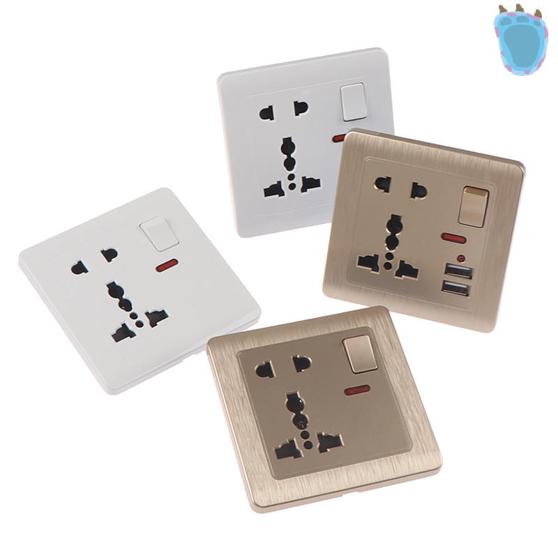 [PA] ซ็อกเก็ตติดผนังอเนกประสงค์พร้อมสวิตช์ไฟ LED ปลั๊กไฟติดผนัง USB 5 รู TH