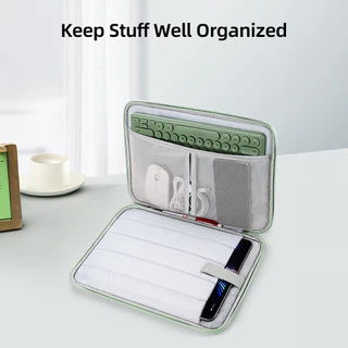 GOOJODOQ Hand-Grip Tablet Storage Bag with Multi-Layers for Accessories, Water-Resistant 420D Nylon