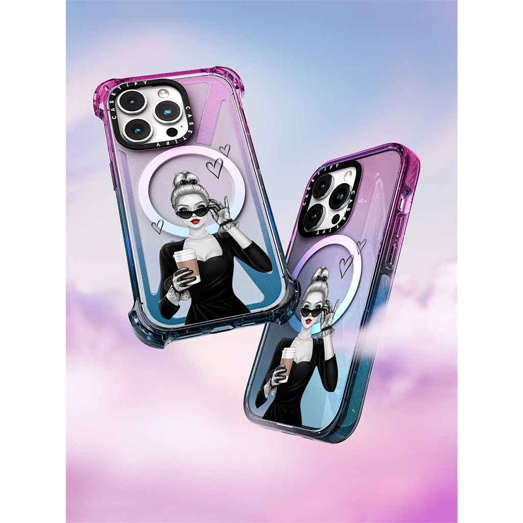 Casetify X Elegant lady Collection สี Clear Hard Case เคสโทรศัพท์ Impact Case สําหรับ Apple IPhone 12 13 14 15 Pro Max Plus พร้อมกล่อง