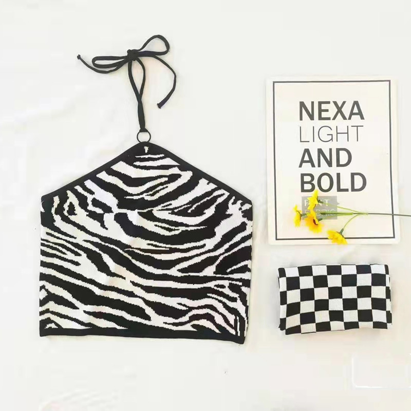 ใหม่ฤดูใบไม้ผลิกระดานหมากรุกห้อยคอลายสก๊อตผิดปกติหลังสวยเสื้อชั้นในสตรีเสื้อตัวในแบบสั้นเสื้อผู้หญิง