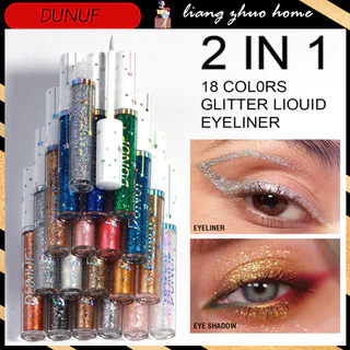 Dunuf 18 สี Glitter Liuqid อายไลเนอร์ Pearlescent Shimmer ประกายเลื่อม Eye Liner Shadow Highlight แต่งหน้า Diamond Silver Eyeliner