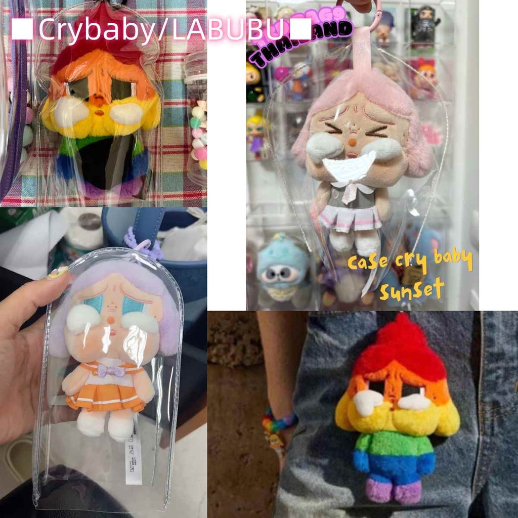 LABUBU and Crybaby POPLOND ถุงเก็บฝุ่น ตุ๊กตา ตุ๊กตา ฟิกเกอร์ แบบพกพา จอแสดงผลกลางแจ้ง โปร่งใส PVC อเนกประสงค์