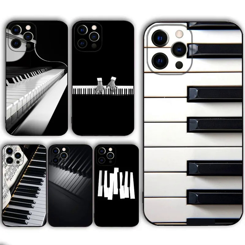 Music คีย์บอร์ดเปียโนเคสโทรศัพท์สําหรับ IPHONE 15,13,14,14,12,Mini ,11, Xr, X ,Xs Pro Max 8, 7 Plus ฝาหลัง kz0