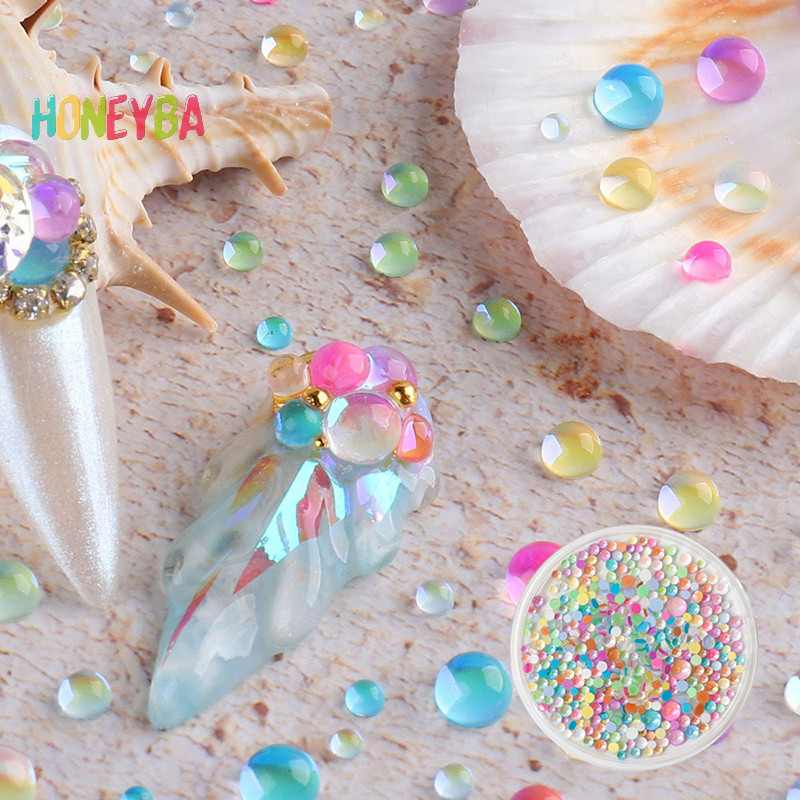 <Honeyba>Bubble Bead Nail Diamond Mix Boxed Decorative Stereoscopic Nail Accessories Nail Paing Nail Salon DIY Nail Art Nice