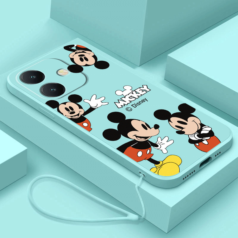Oppo A3x A3 เคสโทรศัพท์การ์ตูนใหม่ Mickey Mouse Design Square Edge Pattern เคสซิลิโคนเหลว