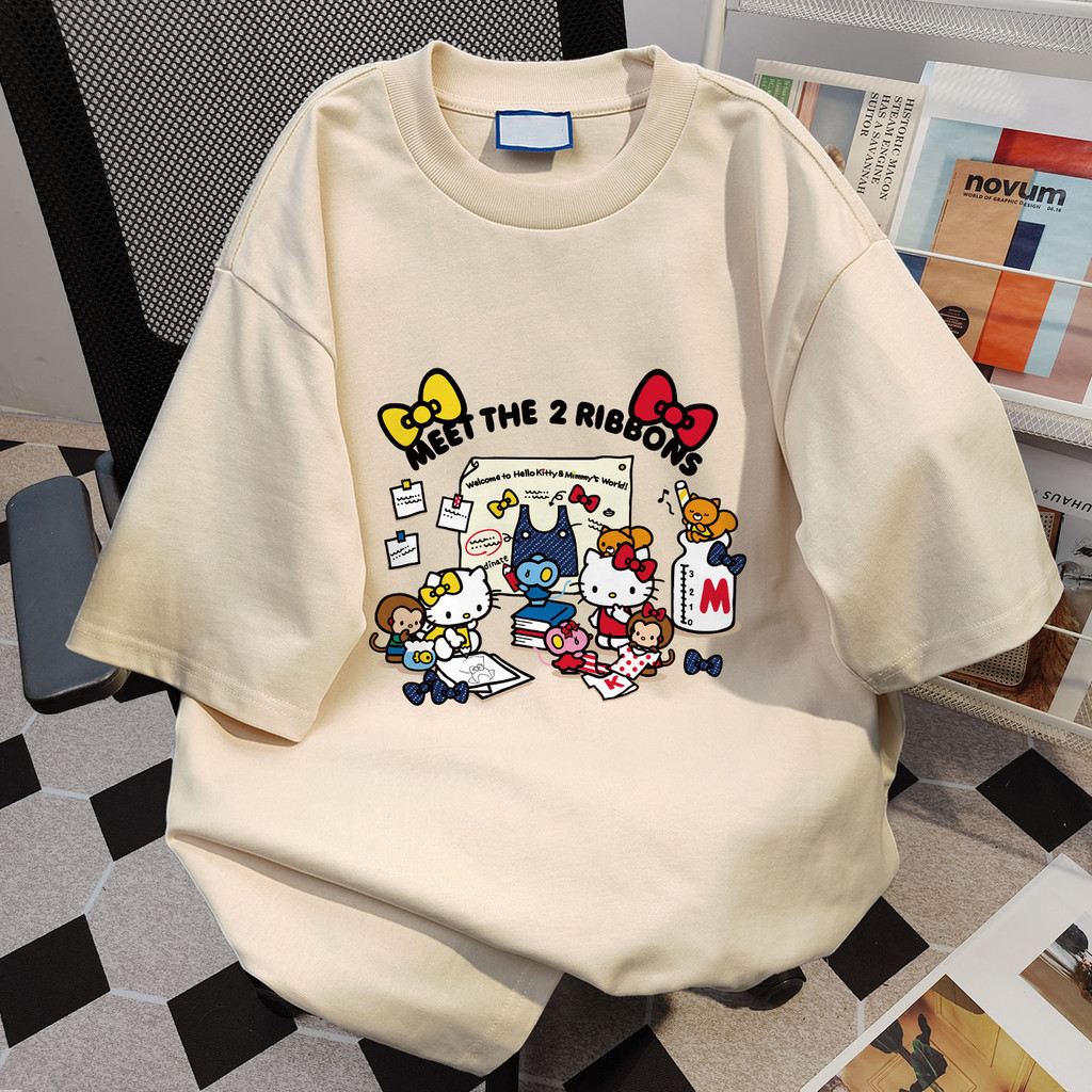 COD (จัดส่งในกรุงเทพฯ) MAO Shop Printed T-shirt,ผ้าฝ้ายแท้ การ์ตูนน่ารักพิมพ์เสื้อยืดแขนสั้นสบาย ๆ #52576