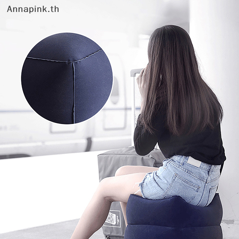 Annapink.th หมอนเดินทางพองที่วางเท้ารถเด็กเครื่องบินเตียงนอนขารองรับความสูงปรับหมอนพักเท้าสําหรับการเดินทางยาว EN