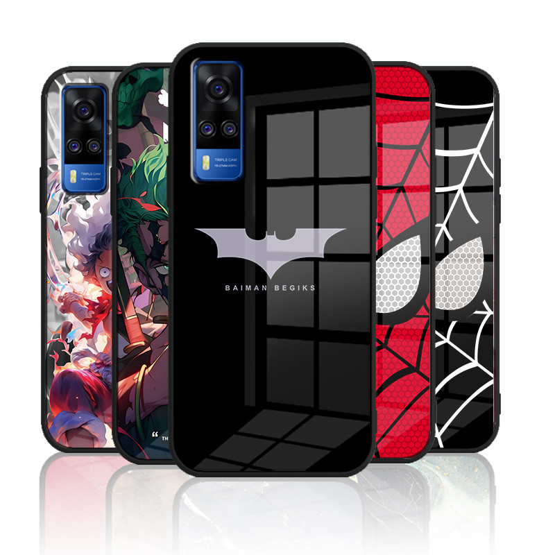เคสกระจก VIVO Y51 2020 / Y31 2021 เคสกระจกนิรภัยฮาร์ดฝาหลังขอบซิลิคอนอ่อน