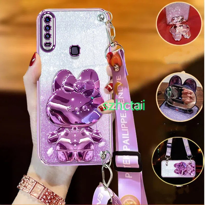 เคสโทรศัพท์ vivo y11 y12 y15 y17 y19 สายคล้องคอ เคสโทรศัพท์หรูหรา ความงาม กระจกการ์ตูนวงเล็บป้องกันเคสกันกระแทก เคส vivo y11 y12 y15 y17 y19