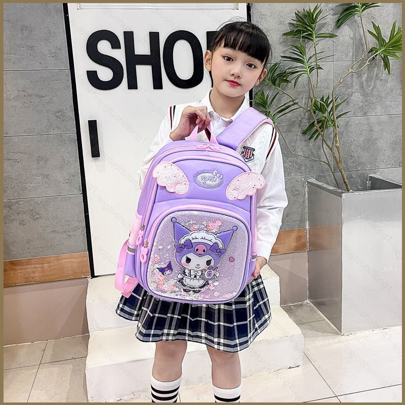 Htg Sanrio HelloKitty Kuromi กระเป๋าเป้สะพายหลังสําหรับนักเรียนความจุขนาดใหญ่การ์ตูนน่ารักอเนกประสงค์กระเป๋านักเรียนเด็กกระเป๋า