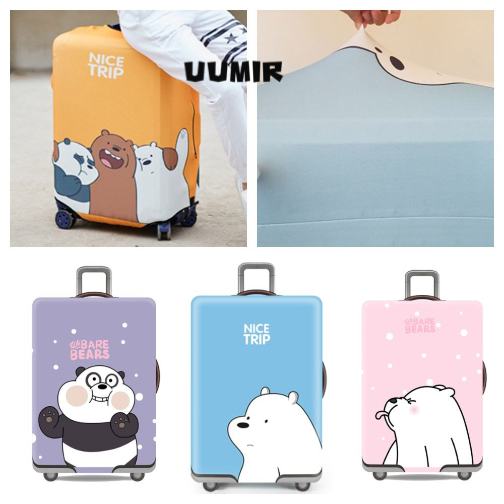 UUMIR ฝาครอบป้องกันกระเป๋าเดินทาง,การ์ตูนหมี18-29นิ้วรถเข็นกระเป๋าเดินทางฝุ่นแขน,แฟชั่นความยืดหยุ่นสูงภาพวาดแบบกันฝุ่นกระเป๋าเดินทางป้องก