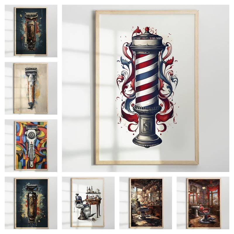 Barber Art Barber Clipper Wall Art Hair Stylist ร้านตัดผม Wall Art สําหรับตัดผมร้านทําผมโปสเตอร์