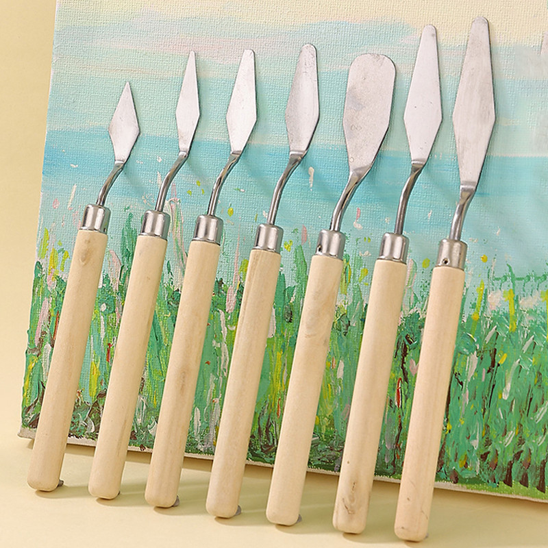 นักเรียนศิลปะมัลติฟังก์ชั่ภาพวาดสีน้ํามัน Scraper Log สแตนเลส Gouache Pigment สีพลั่ว SG128