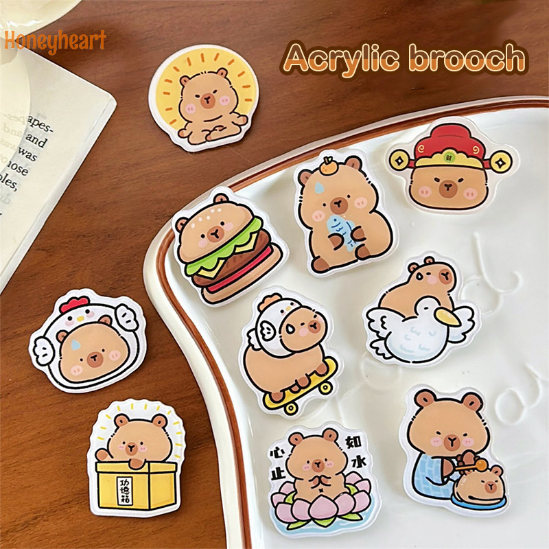 <Honeyheart> น่ารัก Creative Capybara เข็มกลัดการ์ตูนอะคริลิค Badge เสื้อผ้าแฟชั่นกระเป๋าเครื่องประดับ Pin Badges อุปกรณ์ตกแต่งของขวัญเล็กๆ Nice