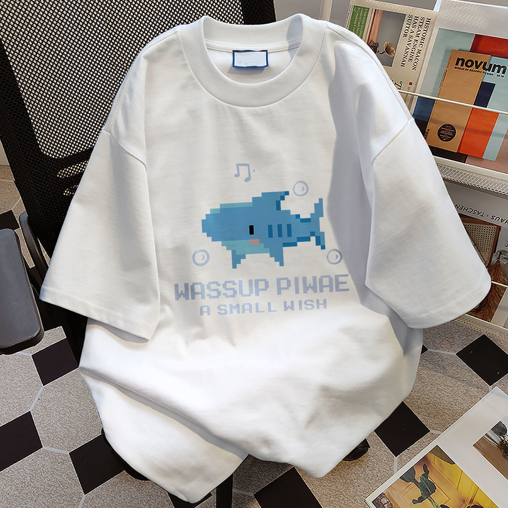 100%Cotton T-shirt TIHIK เสื้อยืด ลายน่ารัก โอเวอร์ไซส์ เสื้อยืดแขนสั้นลายการ์ตูนน่ารัก B000143