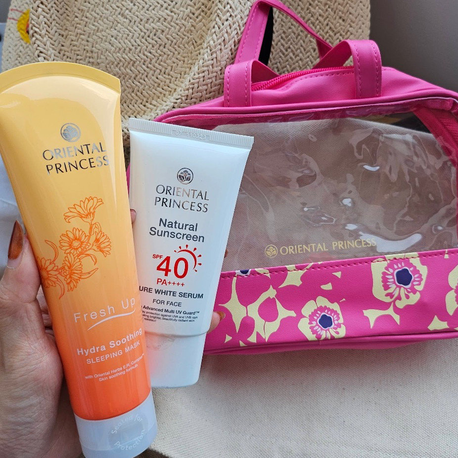 เซตกระเป๋า กันแดด+มาส์ค Oriental princess พร้อมกระเป๋าลายดอก Giftset