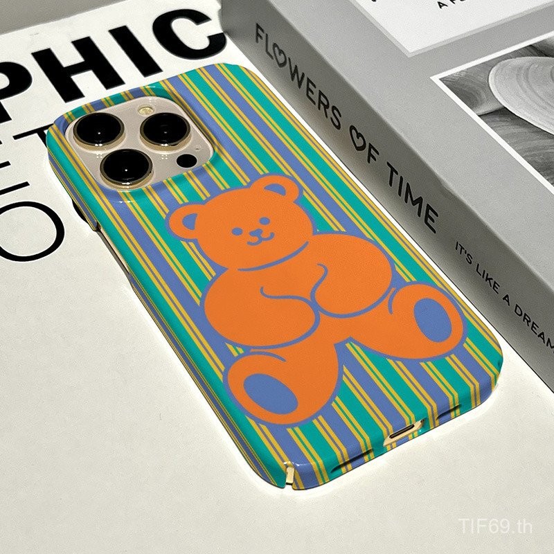 เกาหลีลายแนวตั้งตุ๊กตาหมีเคสโทรศัพท์ไอโฟนเข้ากันได้กับ iPhone 11PROMAX 13 12 14 15 PROMAX 11pro 7/8PLUS เคสโทรศัพท์กันกระแทกกันกระแทก XR XS xsmax 13pro 15 14 12 Pro เปลือกแข็ง3rso