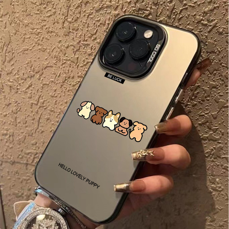 โลหะชุบโลหะด้วยไฟฟ้า ไอโฟนสัตว์น้อยน่ารักfor 11 iPhone 12 13 14 15Pro MAX X XS XR 7 8Plus เคสโทรศัพท์