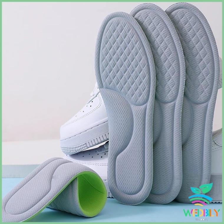 Wedbily พื้นรองเท้า ดับกลิ่น ดูดซับ นาโน ต้านเชื้อแบคทีเรีย เหงื่อ รองเท้า เบาะ พอดีกับฝ่าเท้า นุ่มสบาย insoles