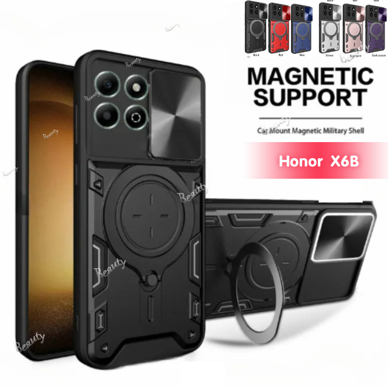 สําหรับ Honor X6 B เคสโทรศัพท์ Honor X6B X 6B X8 X8B X7B X9B X9A X6A Honorx6A Honar X6 B สไลด์เลนส์ปกป้องเกราะกันกระแทกผู้ถือแหวนป้องกันฝาครอบแข็ง 4X6B