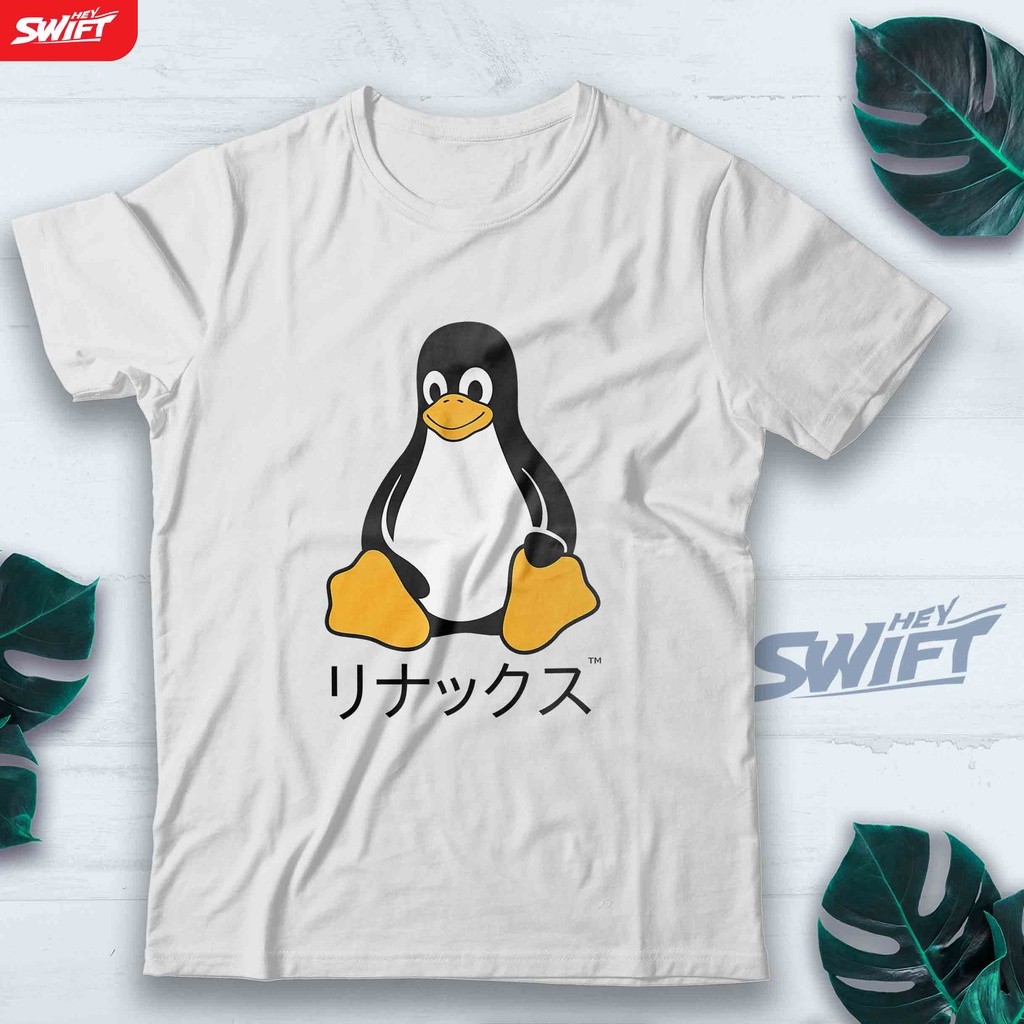 T-Shirtเสื้อยืดโปรแกรมเมอร์ Tux linux ของญี่ปุ่น coding TSHIRT BAJU DISTRO S-5XL