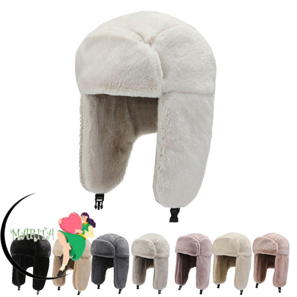 Marita รัสเซีย Ushanka หมวกหิมะกันลมตุ๊กตาหนาอบอุ่น