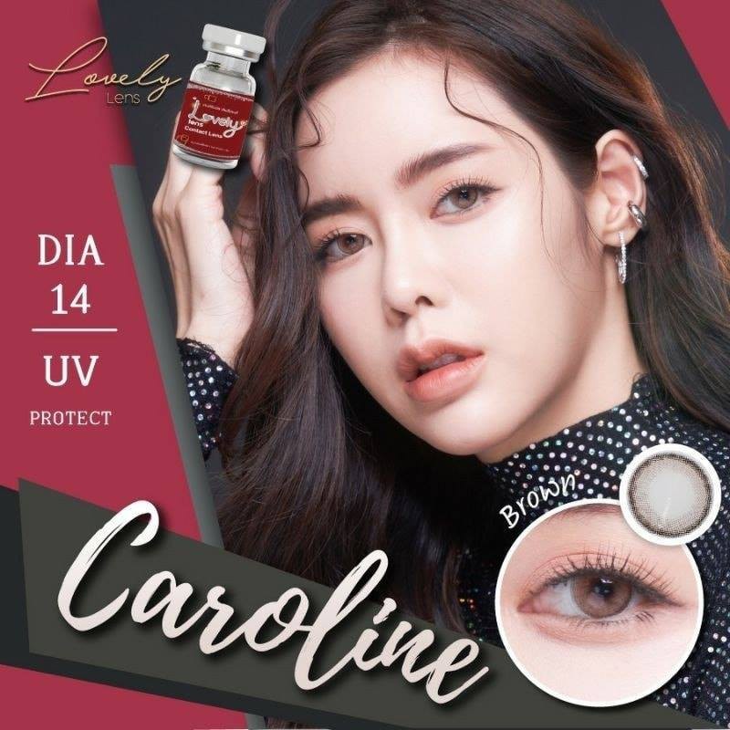 คอนแทคเลนส์(มินิ)🔥Caroline🔥(Lovelylens) สี : Brown / Gray รายเดือน มีค่าสายตา