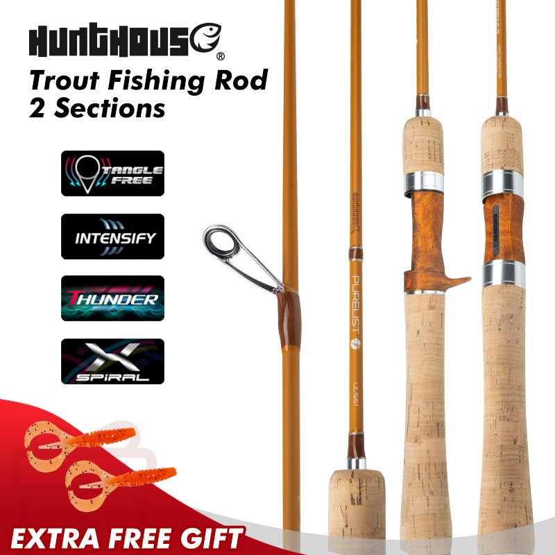 Hunthouse UL Trout Fishing Rod Spinning Casting Ultra Light Lure WT 0.2-0.8g 0.8-6g 1.65m 1.75m 1.85m คาร์บอนไฟเบอร์ 0.7 มม.ด้านบน