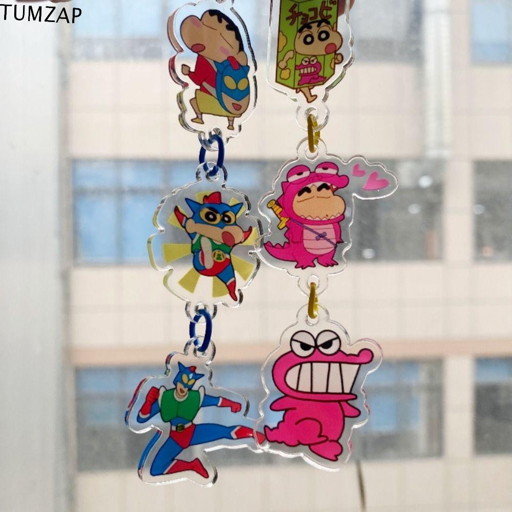 Tumzap พวงกุญแจเครยอนชินจัง, การ์ตูนอะนิเมะไดโนเสาร์ตุ๊กตาอะคริลิคพวงกุญแจ, Kawaii สัตว์น่ารักหัวเข็มขัดพลาสติกพวงกุญแจรถอุปกรณ์เสริม