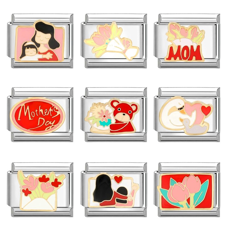 อิตาเลี่ยน Charm Links สําหรับสร้อยข้อมือใหม่แฟชั่นสร้อยข้อมือ Mom Friend Family DIY โมดูลสร้อยข้อมือ Charm อิตาเลี่ยน Links Fit 9 มม.สร้อยข้อมือสแตนเลสเครื่องประดับ DIY ทํา