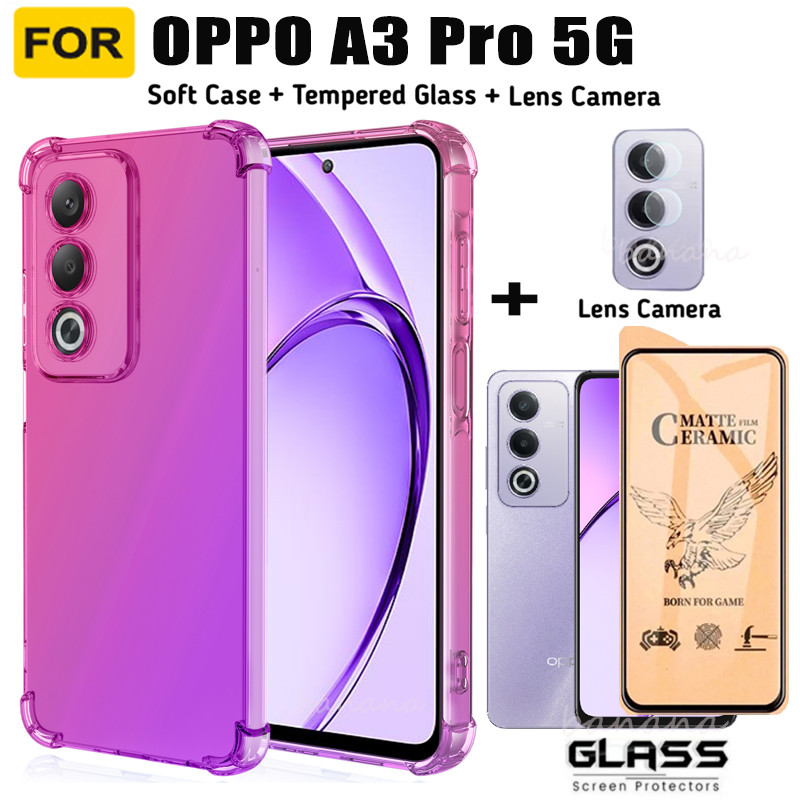 Oppo A3 Pro 5G เคสโทรศัพท์กันกระแทกสําหรับ OPPO A80 A60 เซรามิค Frosted ฟิล์มกระจกนิรภัยและฟิล์มเลนส์