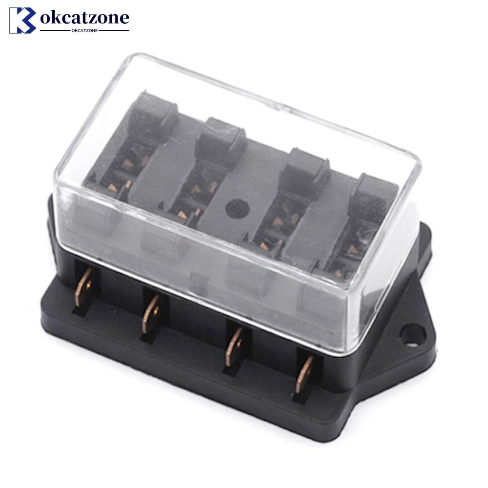 Okcatzone 4 Way รถวงจรมาตรฐานใบมีดฟิวส์กล่องบล็อกสําหรับ 12 V/24 V 22 มม.Handlebar รถจักรยานยนต์ E-B