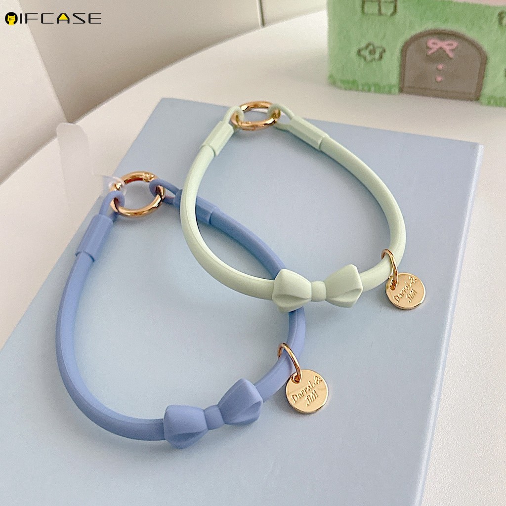Universal โทรศัพท์มือถือ Lanyard สายคล้องเชือก 3D สเตอริโอ Bowknot Bow Tie น่ารัก SimpleColorful ฤดูร้อน ID Card Holder ซิลิโคนเหลวโทรศัพท์ Lanyard สายคล้อง