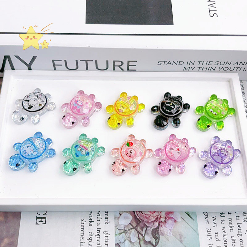 [JBTH] 1pc AB กาว Glitter เต่าการ์ตูนเรซิ่นอุปกรณ์เสริมใสด้านล่างแบนเต่าลูกปัดสําหรับ Handmade ต่างหูปากกา DIY อะไหล่เครื่องประดับ [JB]
