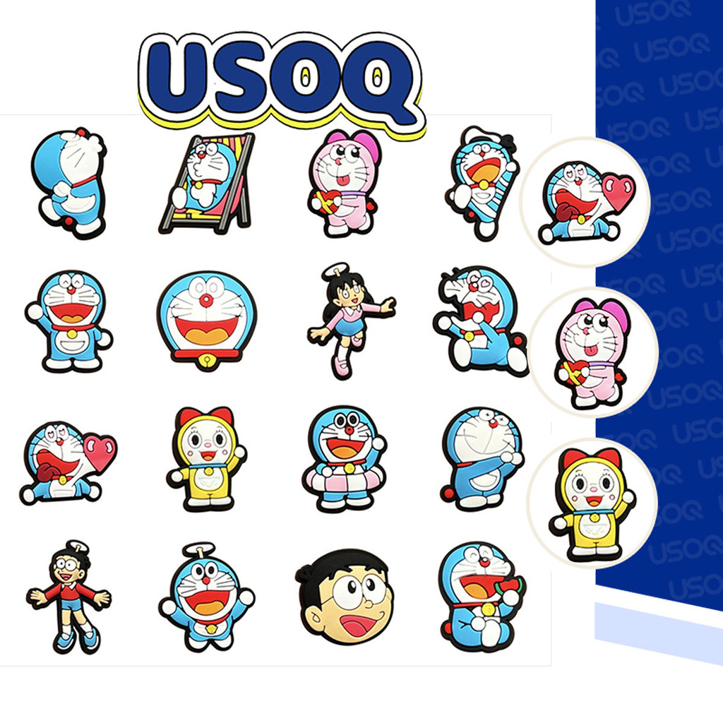 Usoq Jibbitz Crocs การ์ตูนโดราเอมอนถ้ํารองเท้าหัวเข็มขัด DIY อุปกรณ์เสริม Crocs Charm Jibbitz ปุ่ม