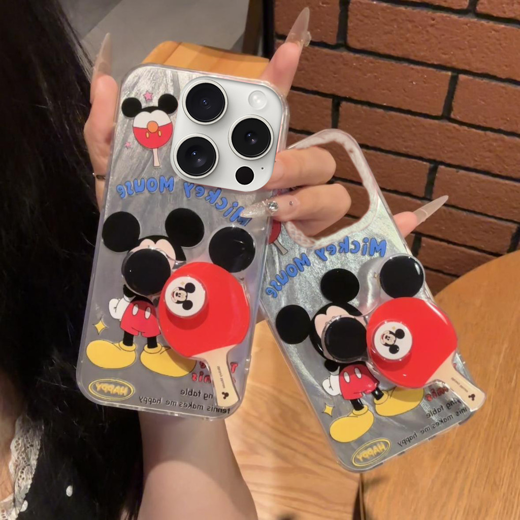 เคสโทรศัพท์ลายมิกกี้เม้าส์สำหรับสาวๆ OPPO Reno 12 12F 11 11F 10 8 Pro 8t 8z 7 7z 6 6z 5 5G 5F ขาตั้ง