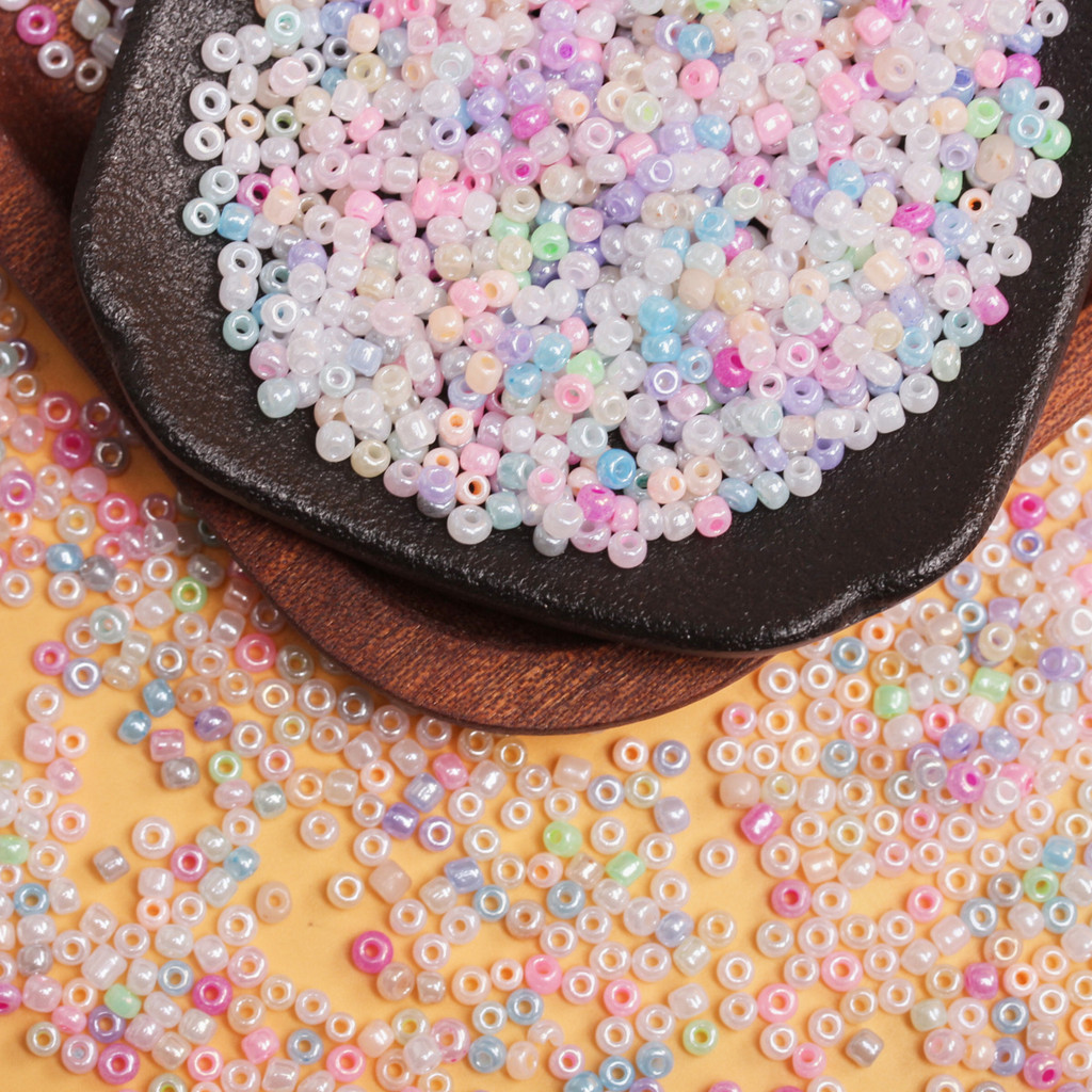2/3 มม.500/250 ชิ้นครีมแก้วภาษาเช็คคํา Seed Spacer ลูกปัดสําหรับเครื่องประดับทําด้วยมือ DIY Crafted
